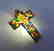 19.2 carats - gold cross with stained glass.