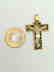19.2 carats - gold cross with stained glass. - 5