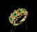 Certified-Exquisite 18KT yellow gold ring with Emerald - 6