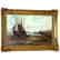 Antique 19th Century Shore Scene with Beached Fishing