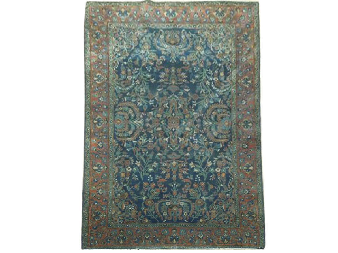 Persian Antique Tabriz Rug BLUE 4x6: This rug is a particular art work, authentically hand knotted of 100% Wool and displays Persian Tabriz design. Imported from Iran where in a long process of about 1 month(s) is prepared, designed and