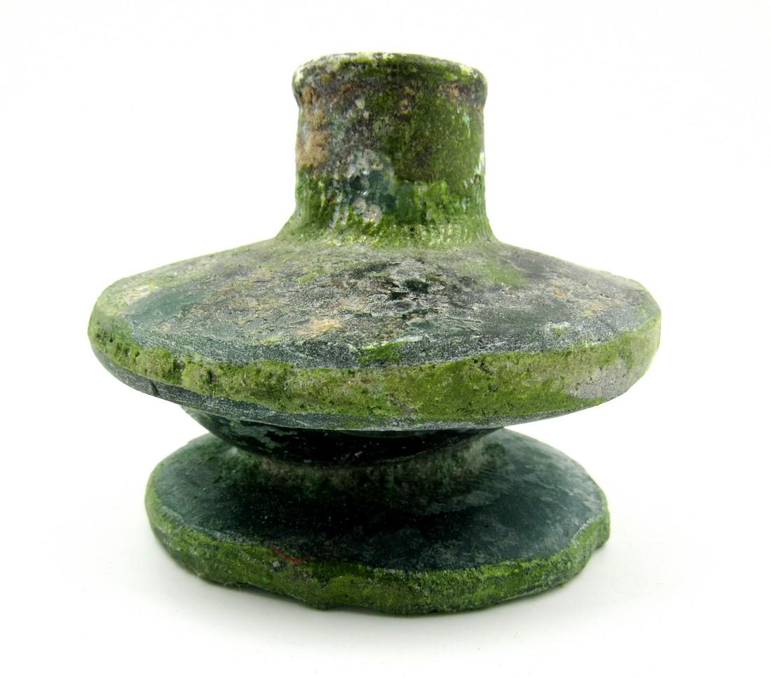 Ancient Roman / Byzantine Glass Flask: Ancient Roman / Byzantine Glass Flask Date: Circa 400 – 800 AD Ancient Roman Glass Flask. This item has been repaired. This item has been professionally cleaned to show original details, and include
