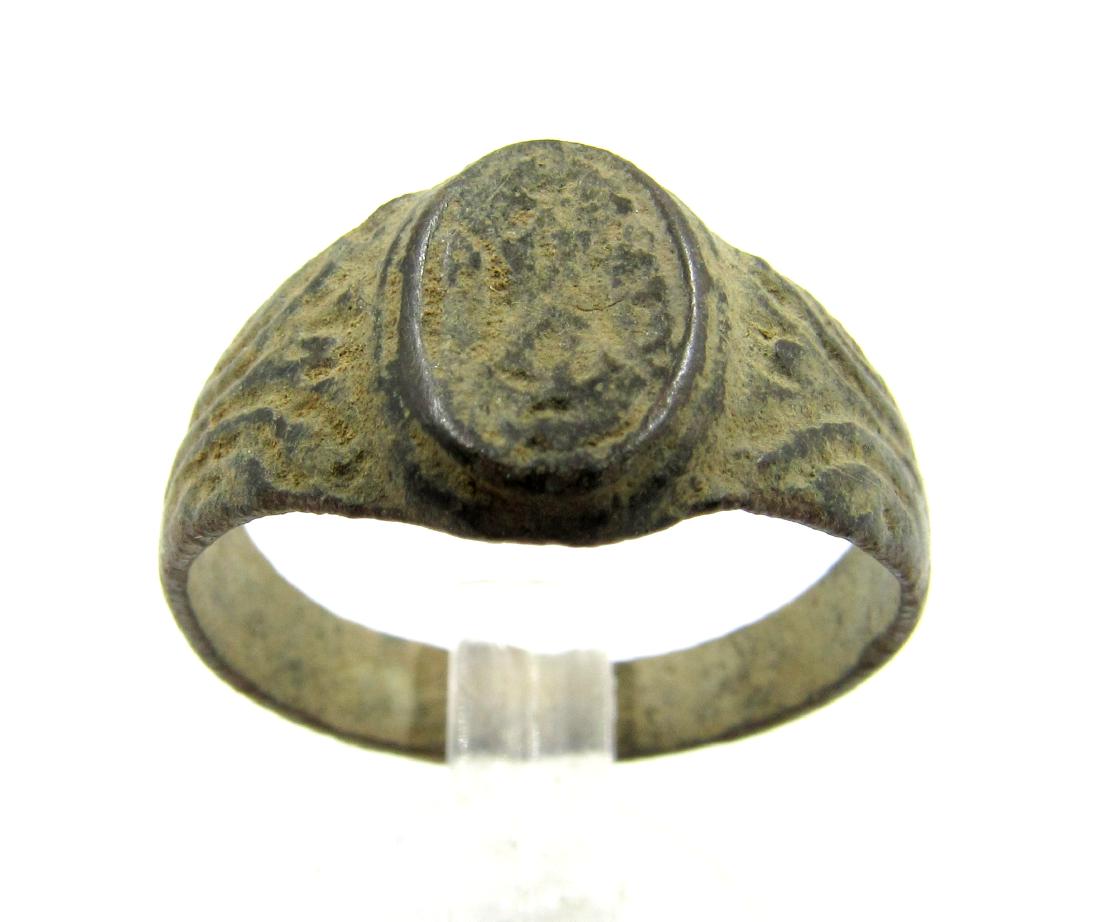 Late Medieval Tudor Era Bronze Floral Ring (1 of 3)