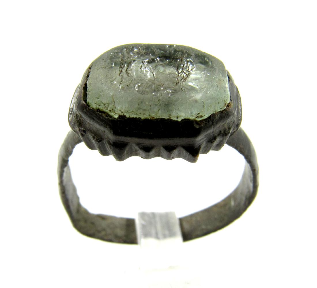 Ancient Roman Bronze Ring with Intaglio Seal Stone in (1 of 4)
