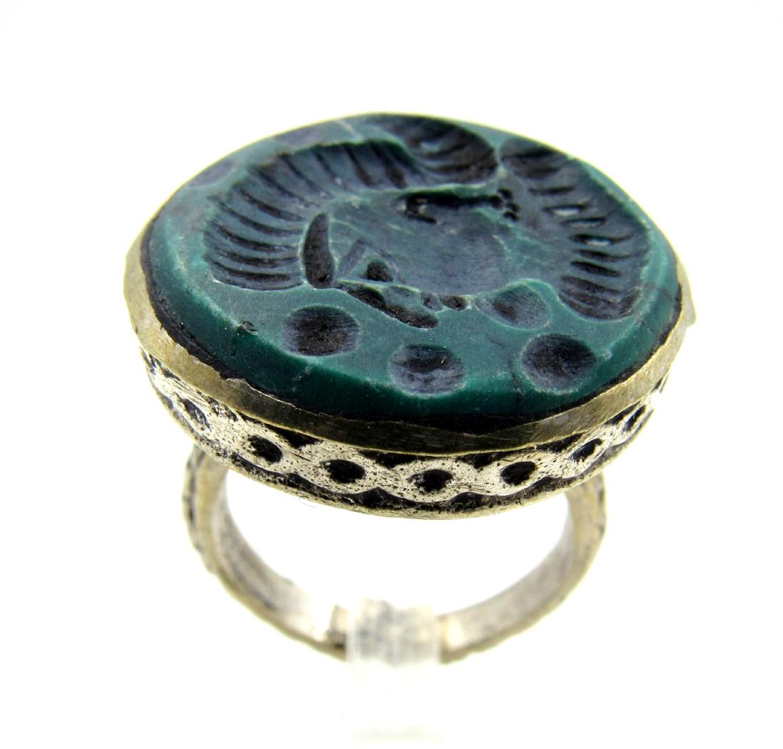 Post Medieval Silver Ring with Green Lapis Stone & (1 of 4)