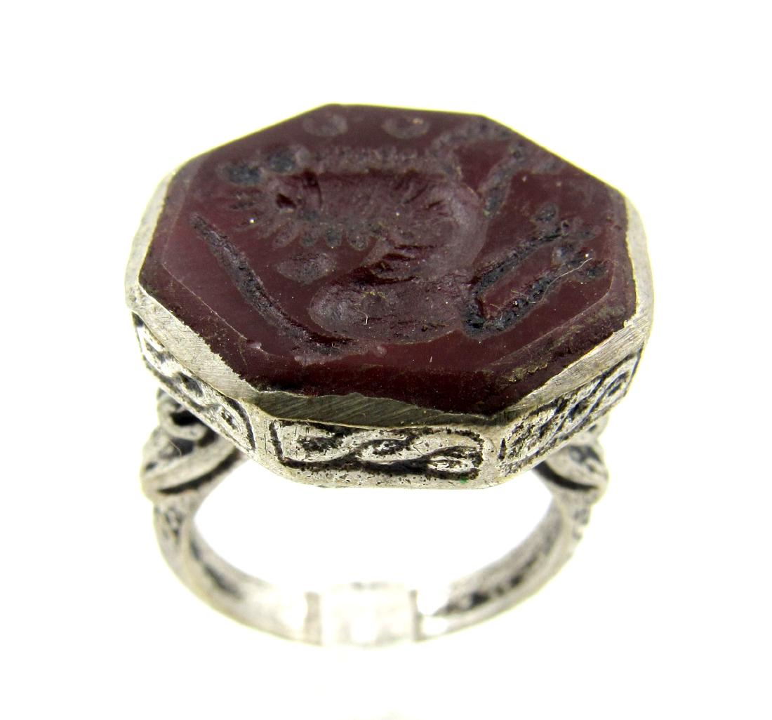 Post Medieval Silver Ring with Carnelian & Intaglio (1 of 4)