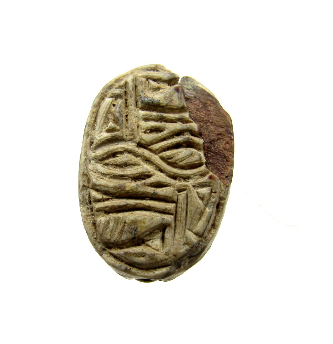 Ancient Egyptian Steatite Scarab Bead with Decoration: Ancient Egyptian Steatite Scarab Bead with Decoration Date: Circa 1782 B.C - 1570 B.C. Ancient Egyptian Steatite Scarab Bead with Decoration. Professionally cleaned and polished to show original detai