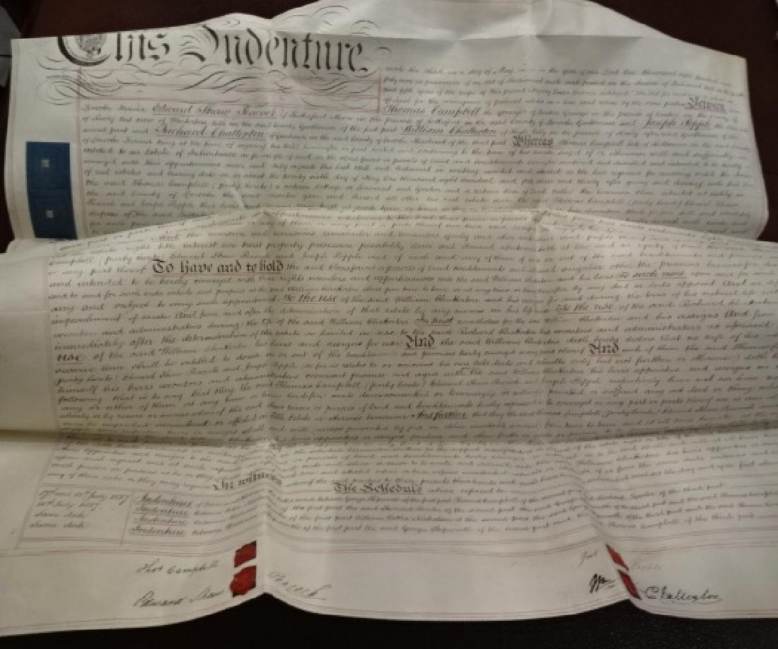 1849 English Vellum Indenture Four Red Wax Seals (1 of 3)