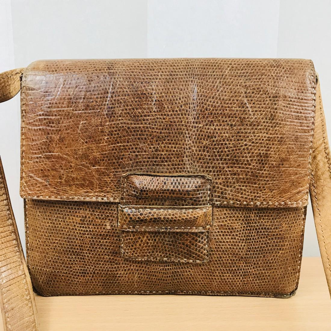 Vintage Handmade Genuine Python Leather Shoulder Bag (1 of 7)