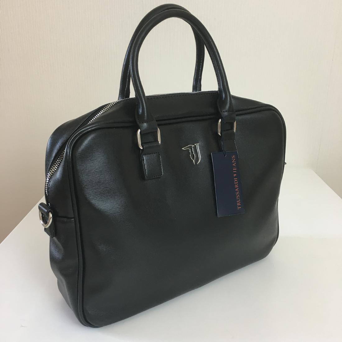 Trussardi Black Eco Leather Saffiano Briefcase Laptop (1 of 10)