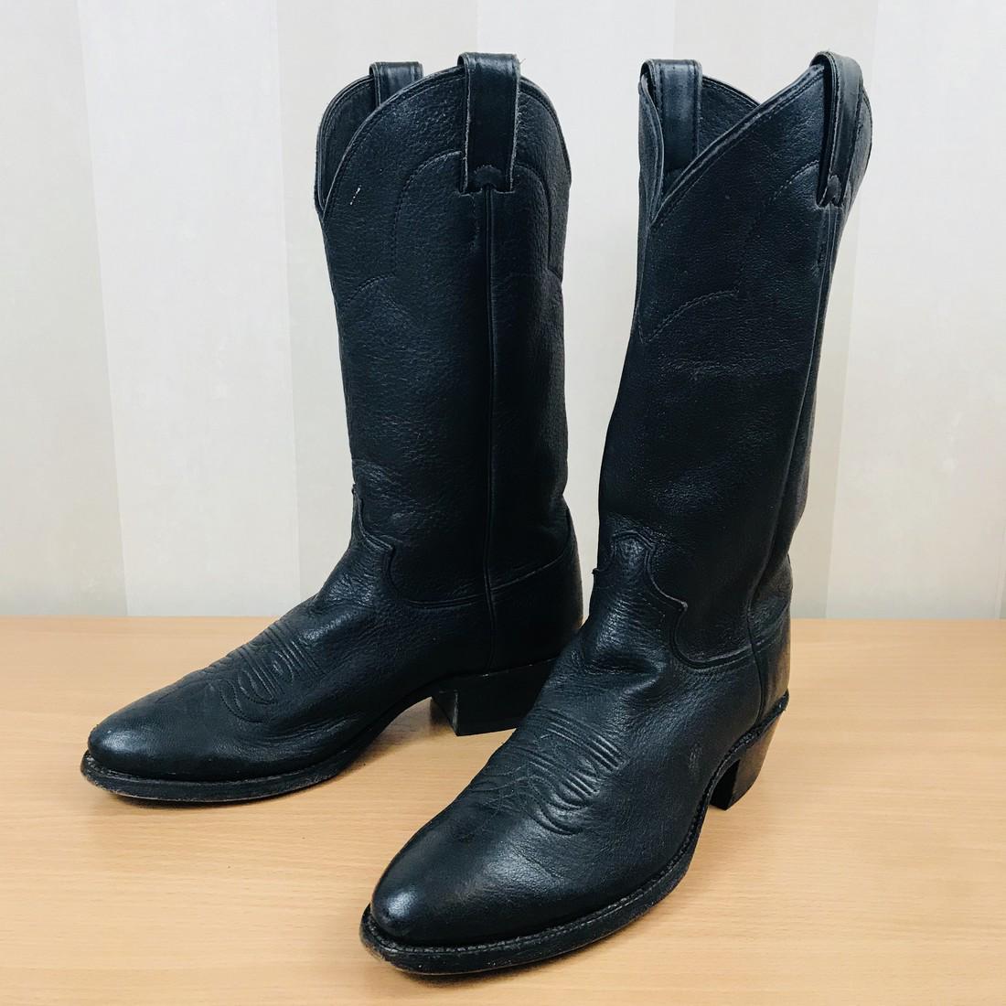 Men's Justin Black Leather Cowboy Boots (1 of 6)