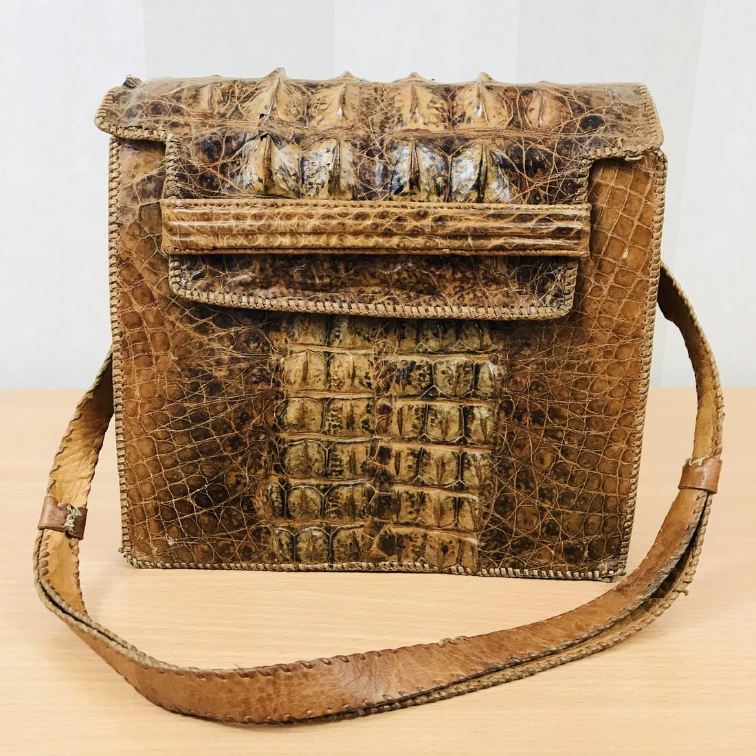 Vintage Handmade Crocodile Leather Shoulder Bag (1 of 8)