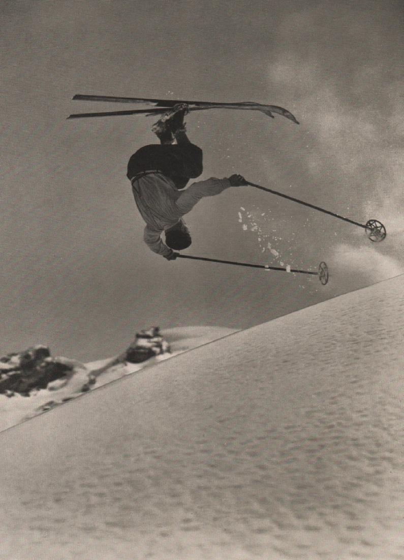 KARL MEUSER- Ski-Salto.: Artist: OKARL MEUSER Print Title: Ski-Salto. Printing Date: 1936 Medium: Photoengraving Printed in: Germany Image Size: 8” x 6” Please note that this lot has a confidential reserve. When you leave
