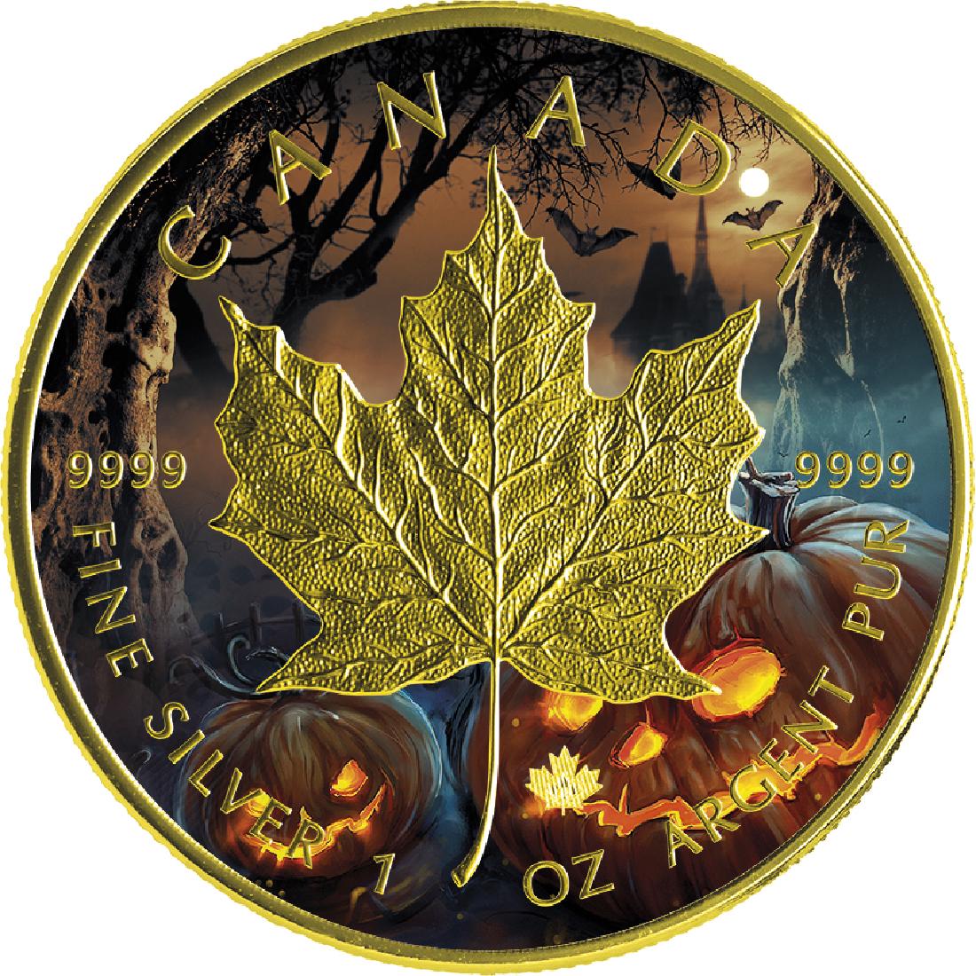 HALLOWEEN MAPLE LEAF 1 Oz Silver Coin 5$ Canada 2016 (1 of 3)