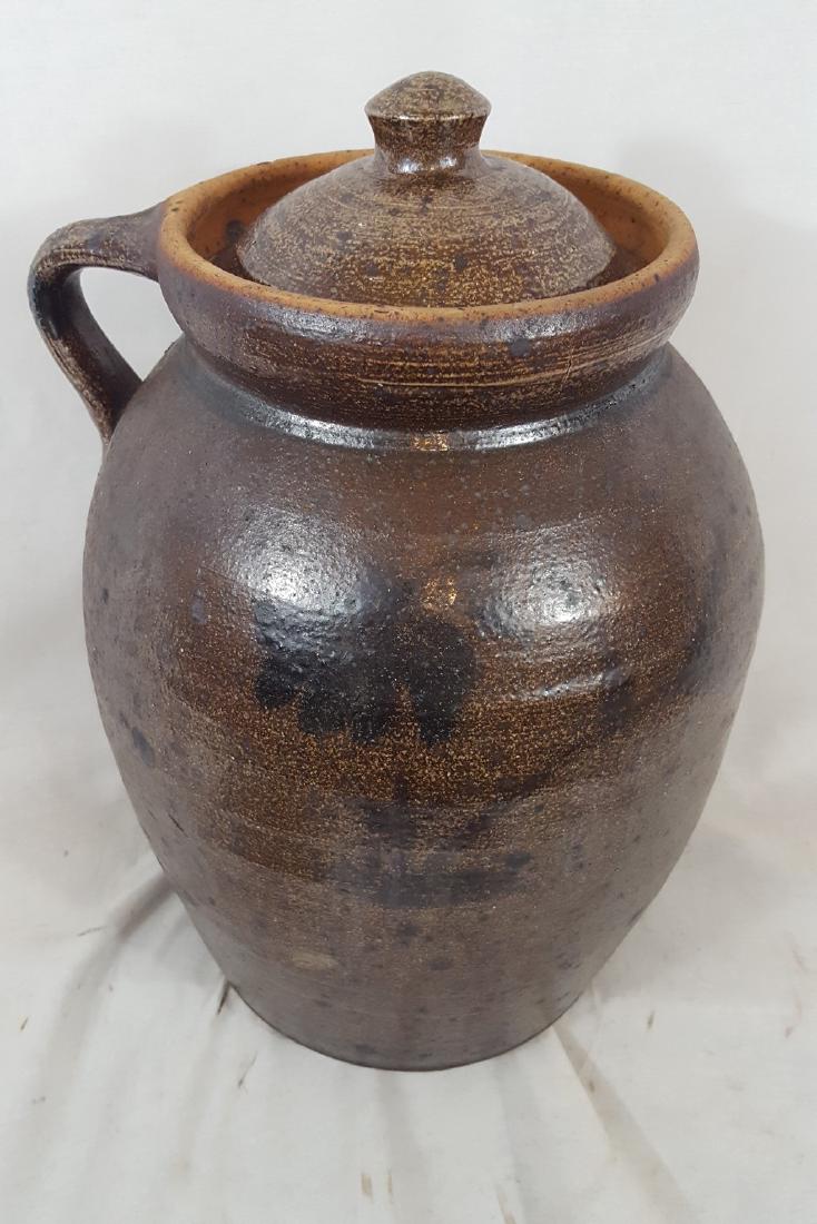 Decorated 2 Gallon stoneware jar with dome lid ca