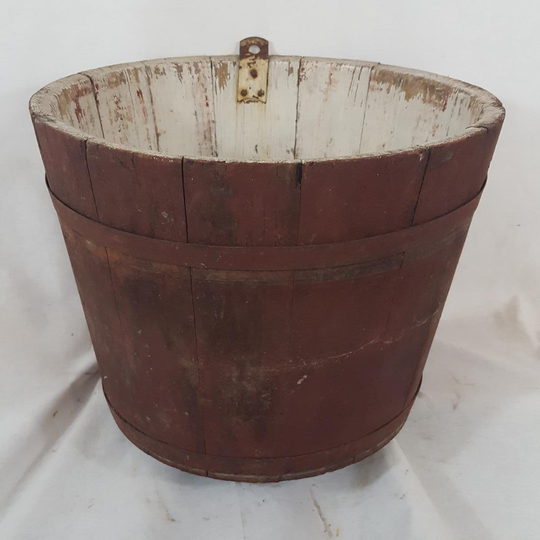 Red painted Vermont sap bucket ca 1890-1910 (1 of 2)