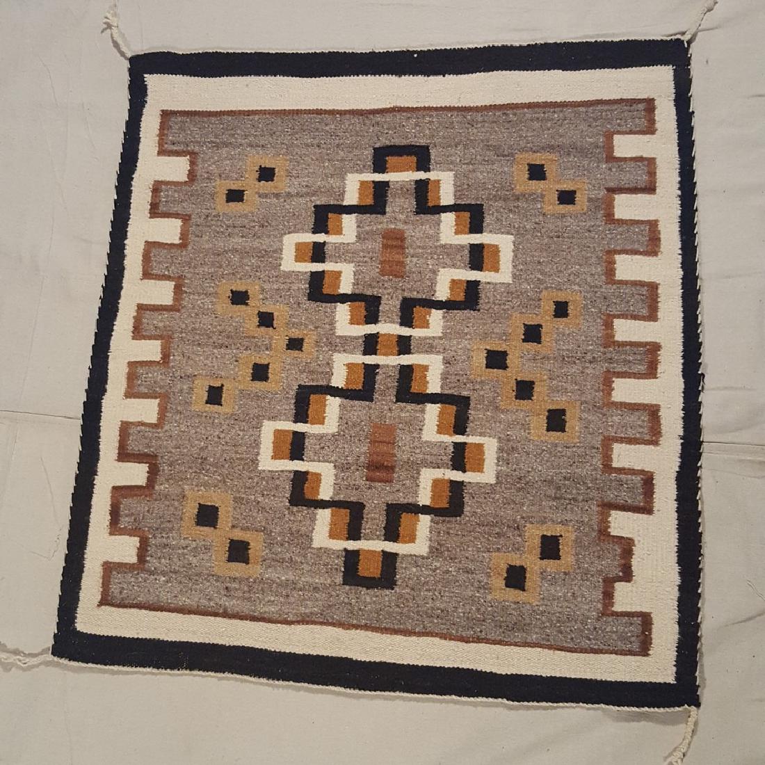 Small Two Grey Hills woven rug ca 1940's (1 of 3)