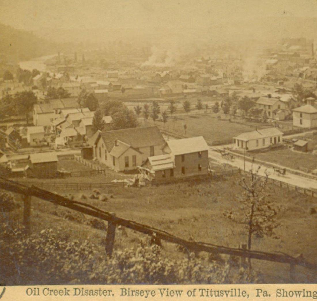 1892 Titusville Pa Oil Creek Flood Fire Disaster View,