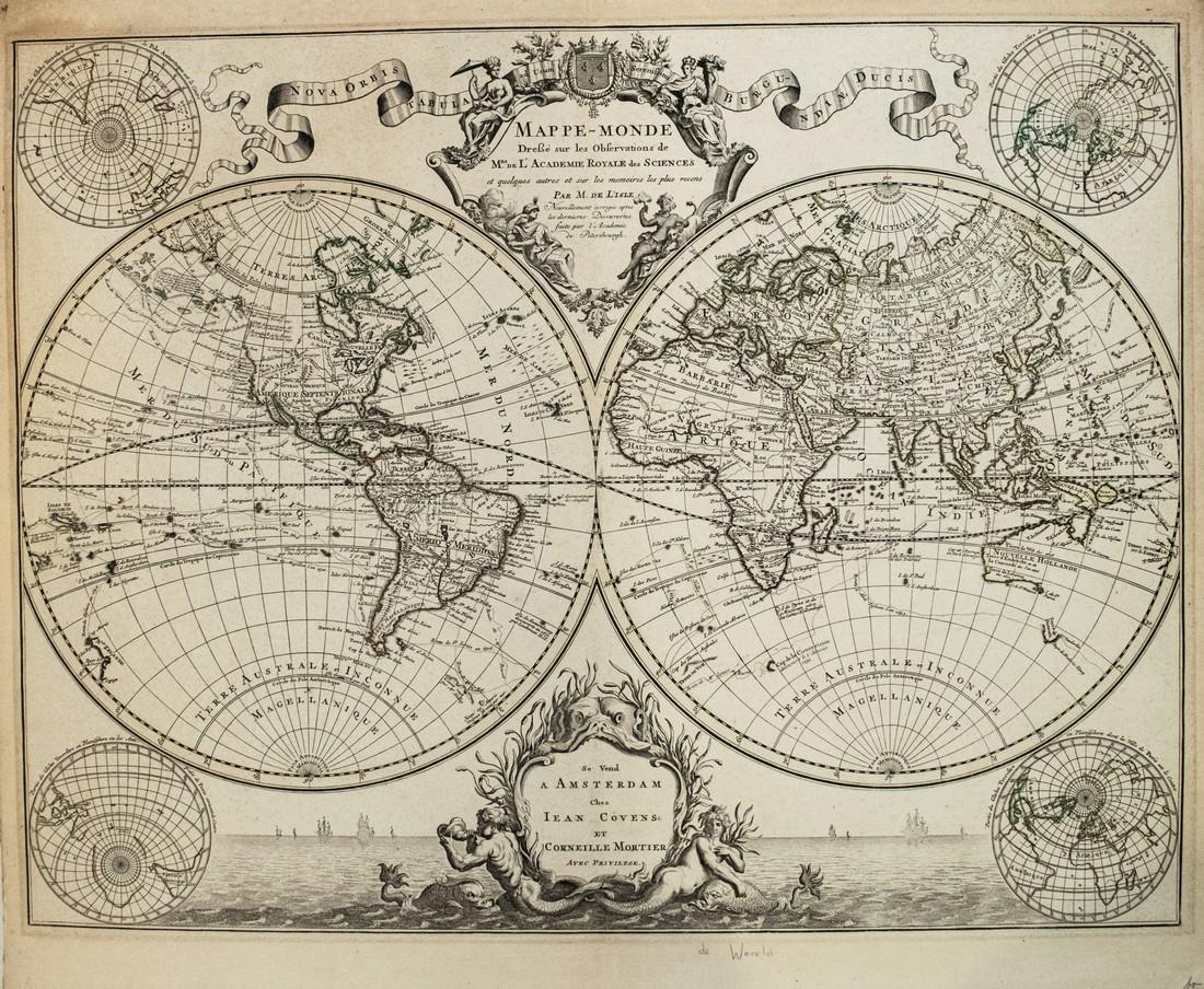 1745 Covens and Mortier World Map -- Mappe-Monde (1 of 1)
