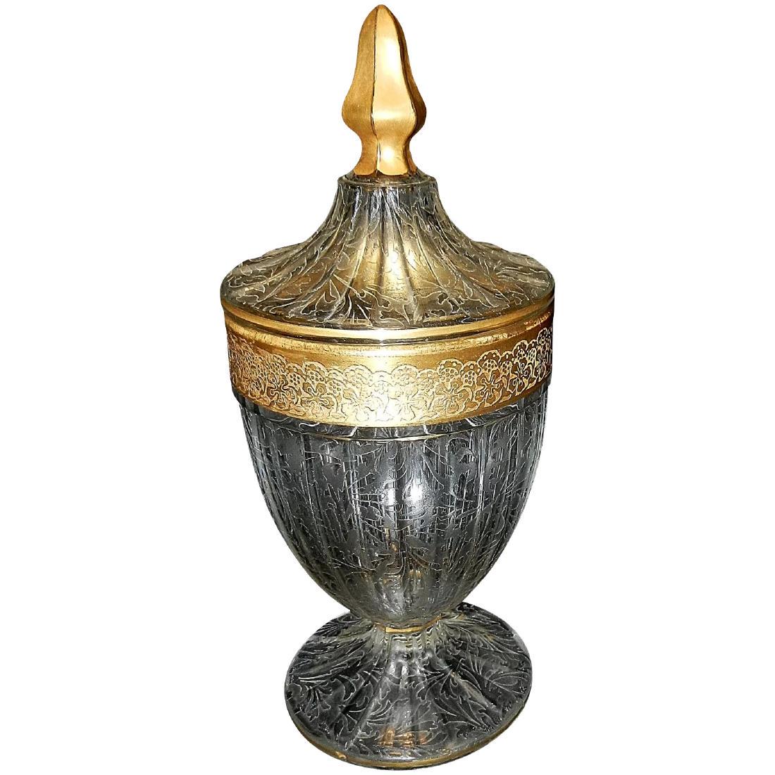 Antique Heisey Etched Paneled Footed Candy Dish (1 of 10)