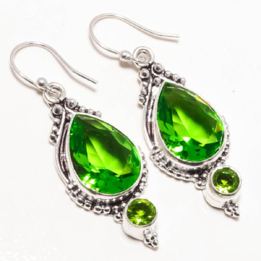 GREEN PERIDOT 925 SILVER EARRING 1.87" (1 of 1)