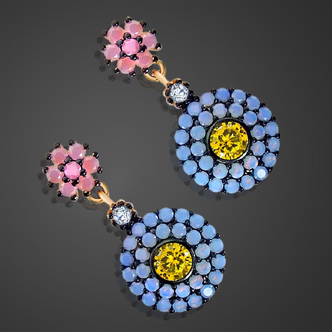 Flower Earrings with Opal and Citrine (1 of 3)