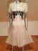 Vtg Beige Floral embroidered satin pleated dress - 2