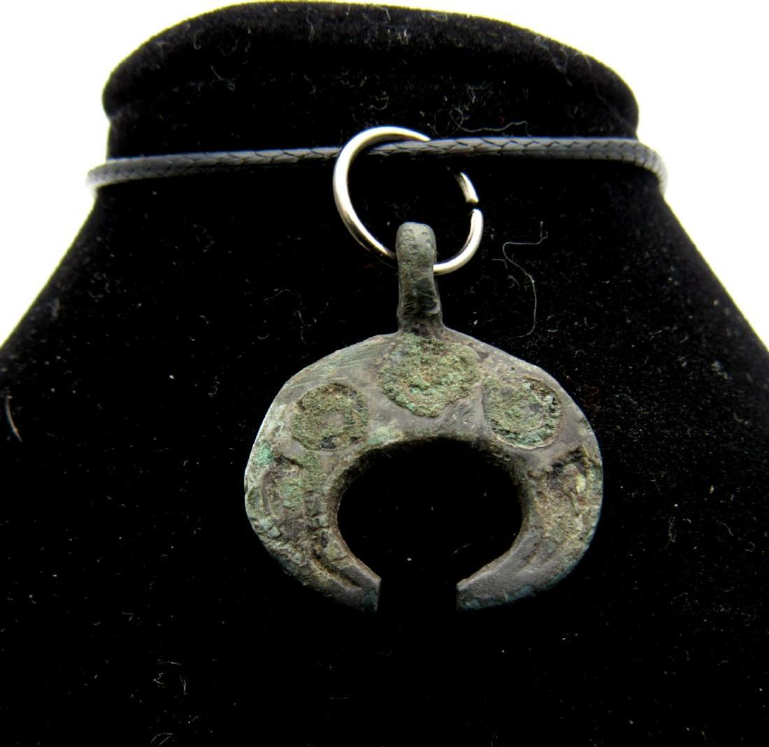 Medieval Viking Era Bronze Lunar Pendant (1 of 2)