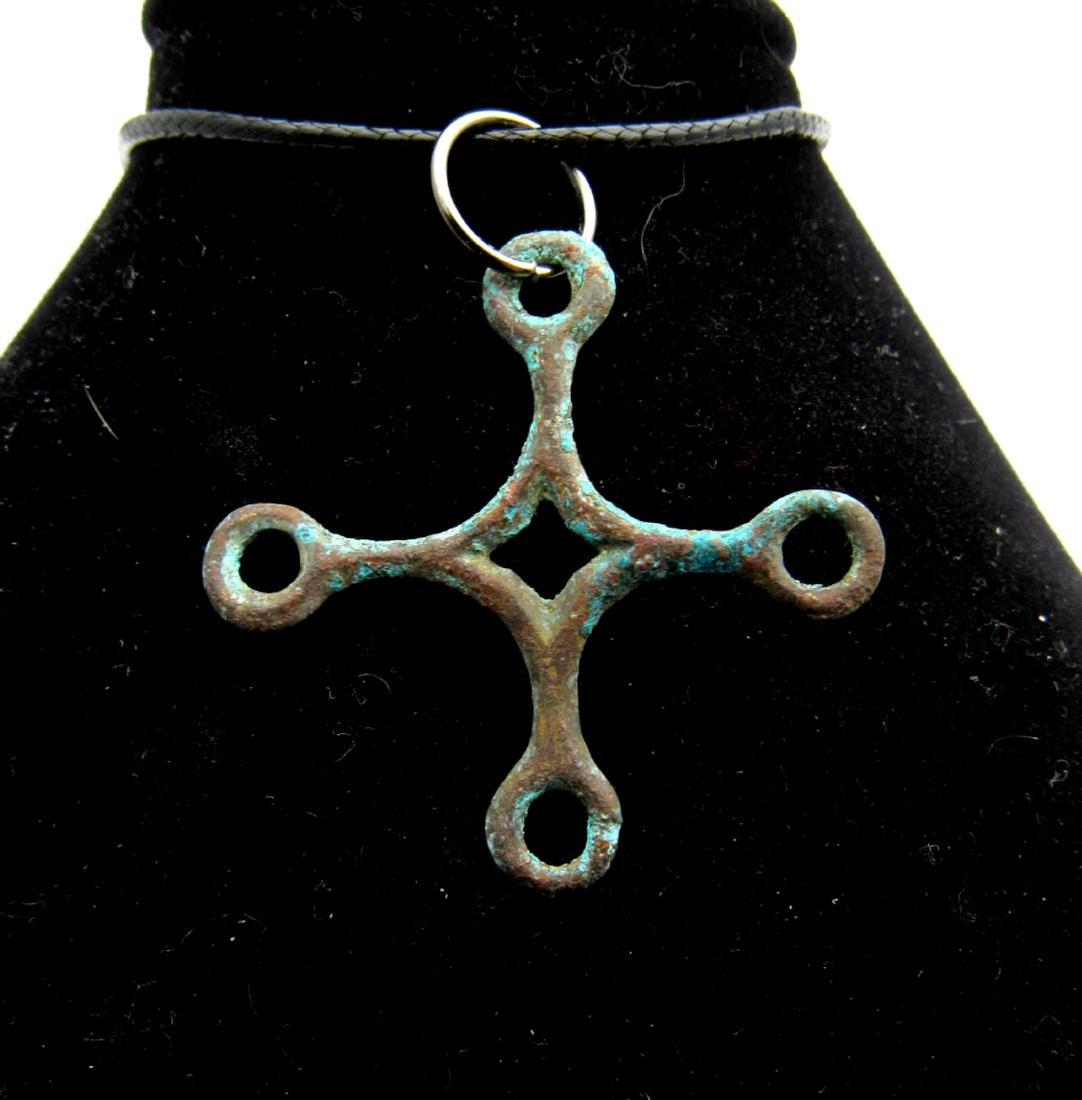 Medieval Viking Era Bronze Open-Work Cross Pendant (1 of 2)
