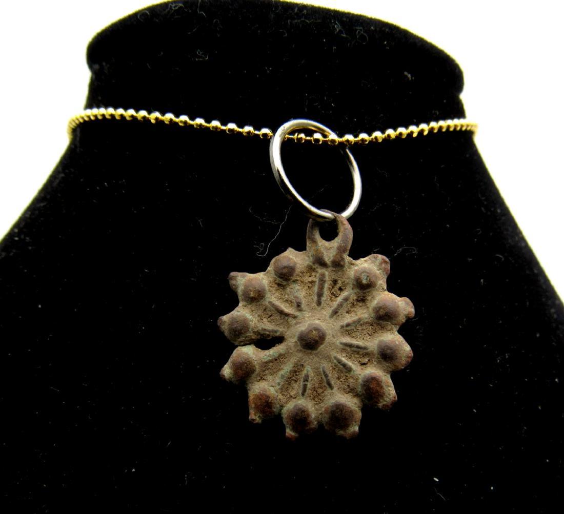 Late Medieval Tudor Bronze Floral Ladies Pendant: Late Medieval Tudor Bronze Floral Ladies Pendant Date: C. 1500 - 1800 A.D. Late Medieval Tudor Bronze Floral Ladies Pendant Material: Bronze Provenance: Obtained from an old British collection, purcha