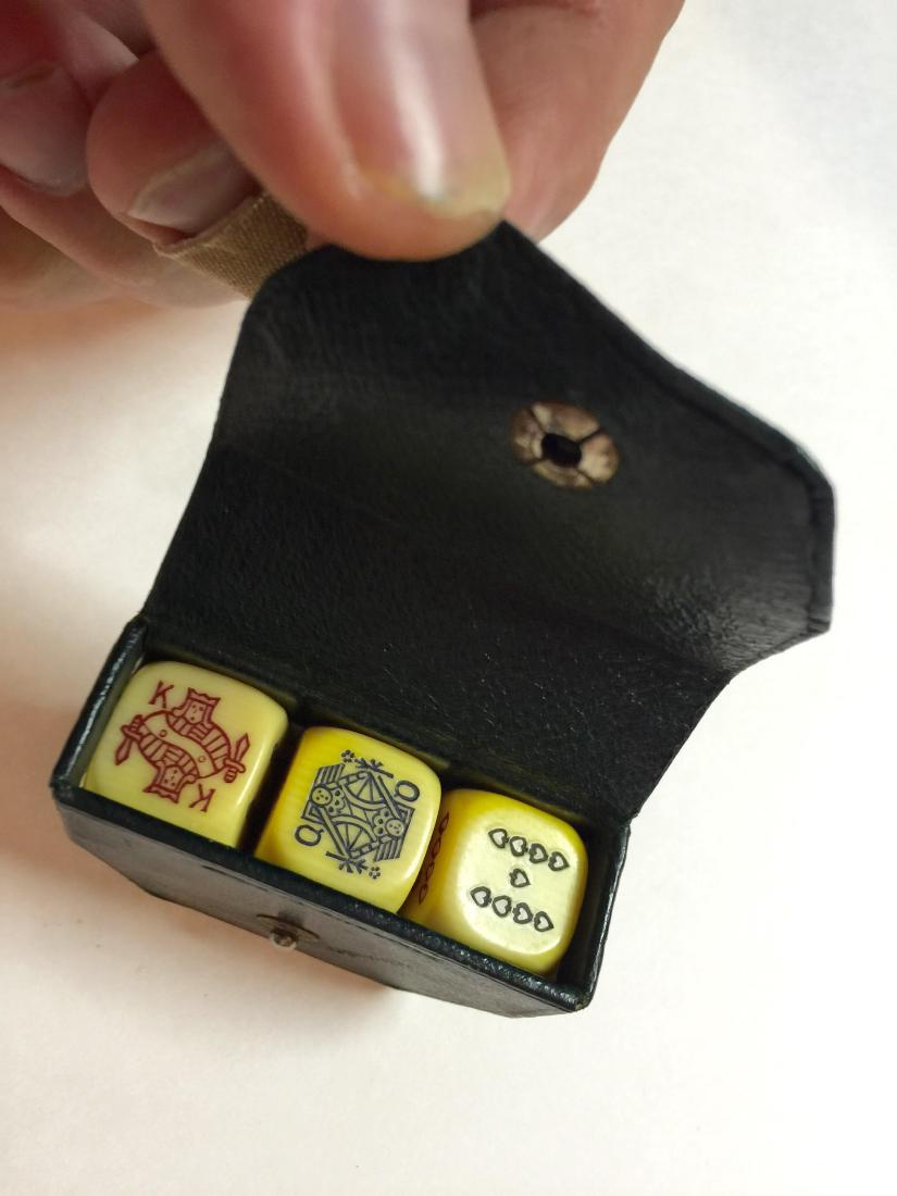 Leather case with Bakelite Dice Game (1 of 2)
