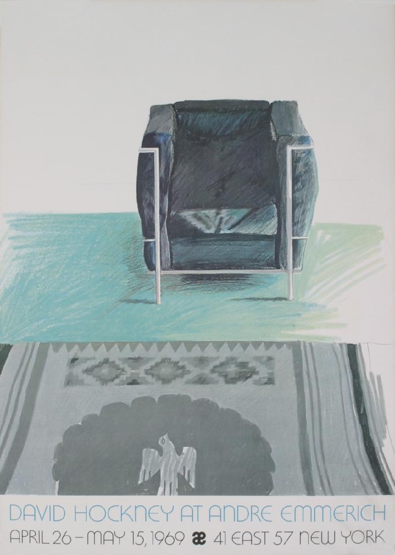 David Hockney Offset Lithograph Corbusier Chair and Rug (1 of 1)