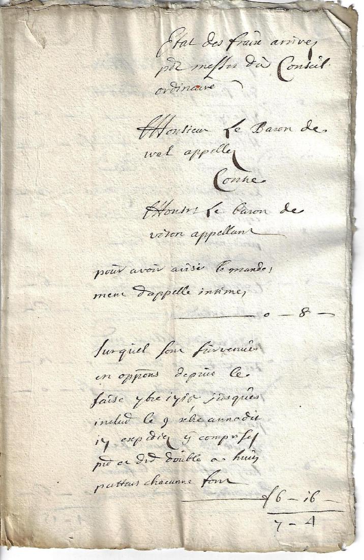 18th C French Ledger of Baron De Wal (1 of 2)