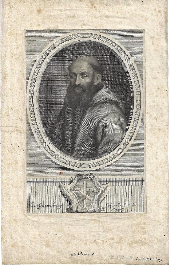1680 Engraving Marcus Ab Aviano by Amling (1 of 1)