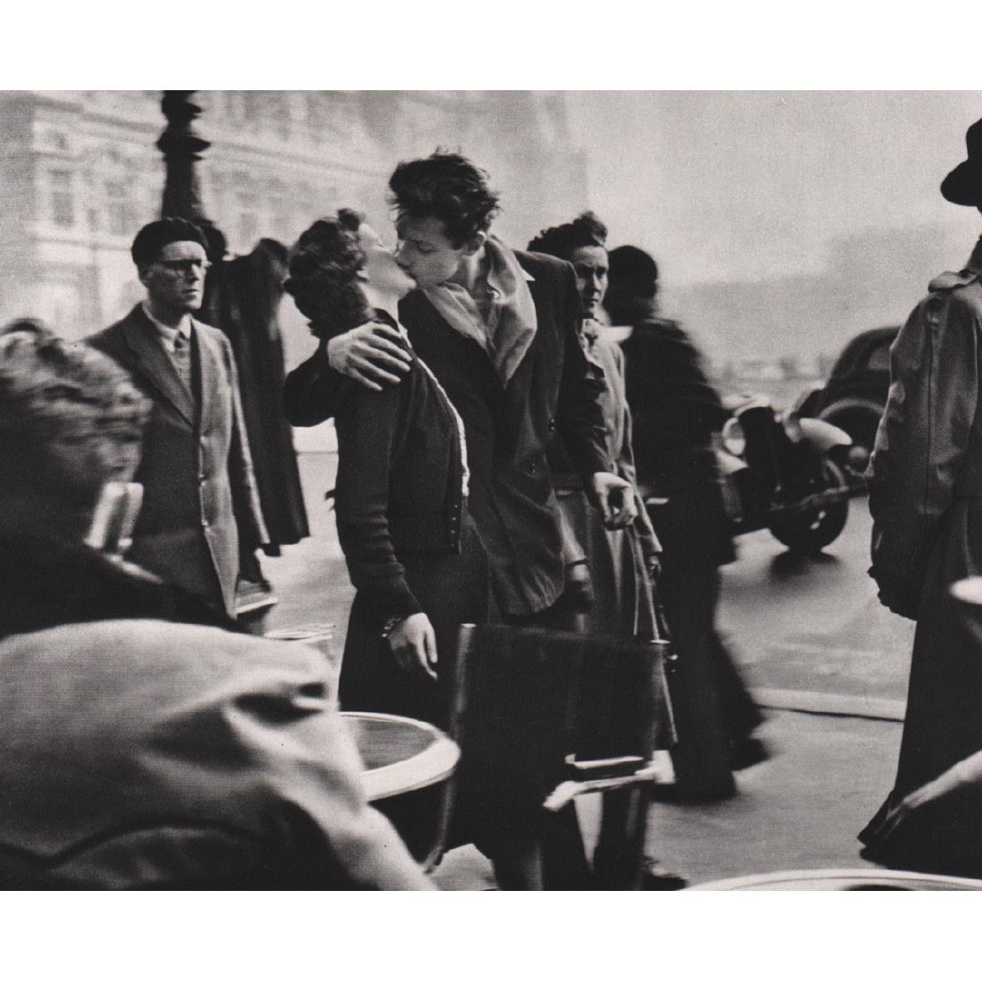 ROBERT DOISNEAU - Kiss by the Hotel: Artist: ROBERT DOISNEAU Print Title: Kiss by the Hotel de Ville, 1950 Medium: Sheet-fed Gravure Printing Date: 1979 Printing Location: France Image Size: 7 x 5.5 inches Robert Doisneau (1912-1994) was