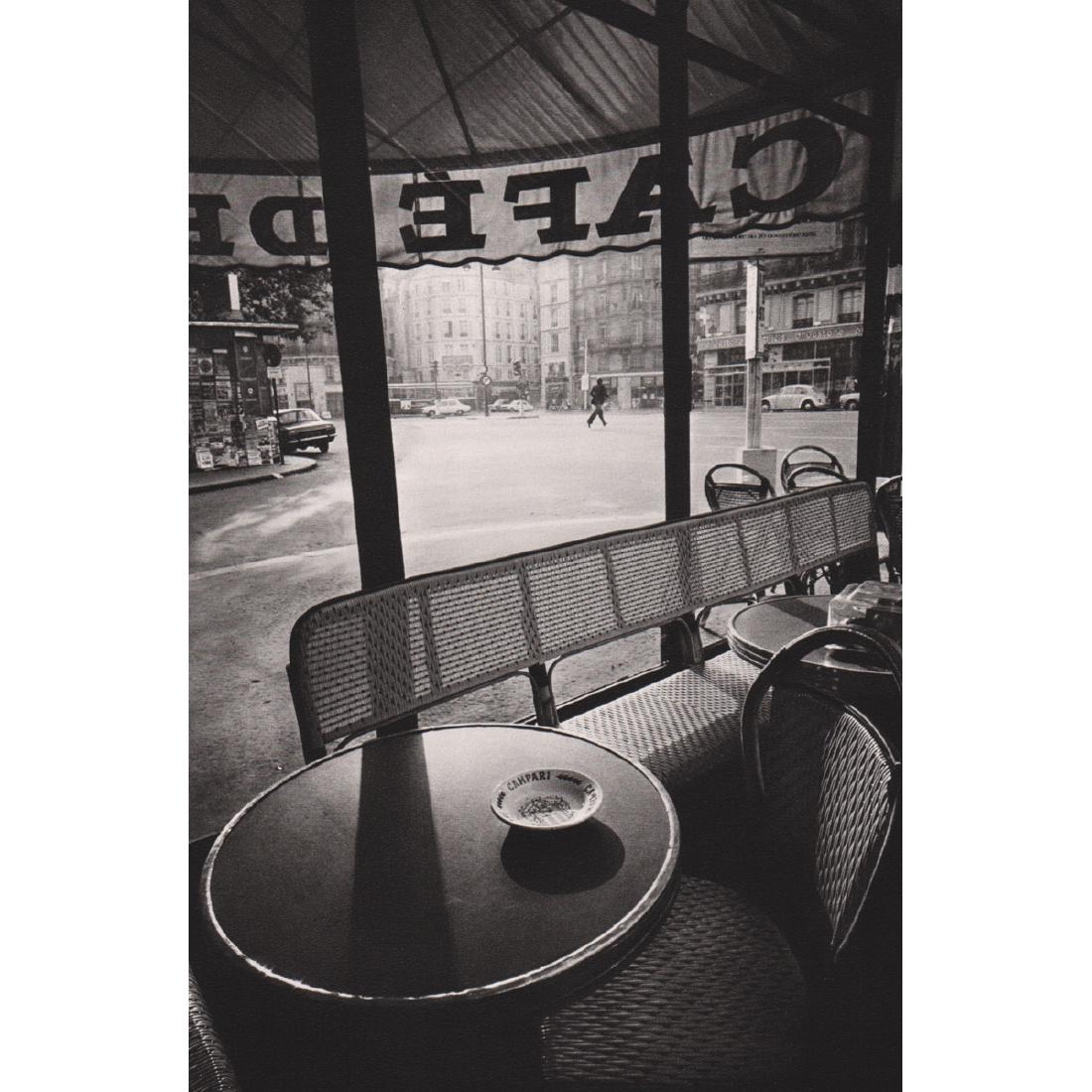 JEANLOUP SIEFF - Café de Flore: Artist: JEANLOUP SIEFF Print Title: Café de Flore, Early morning, Paris 1976 Medium: Sheet-Fed Gravure Printing Date: 1983 Printed in France Image Size: 5.75 x 8.75 inches Jeanloup Sieff (1933-2000)