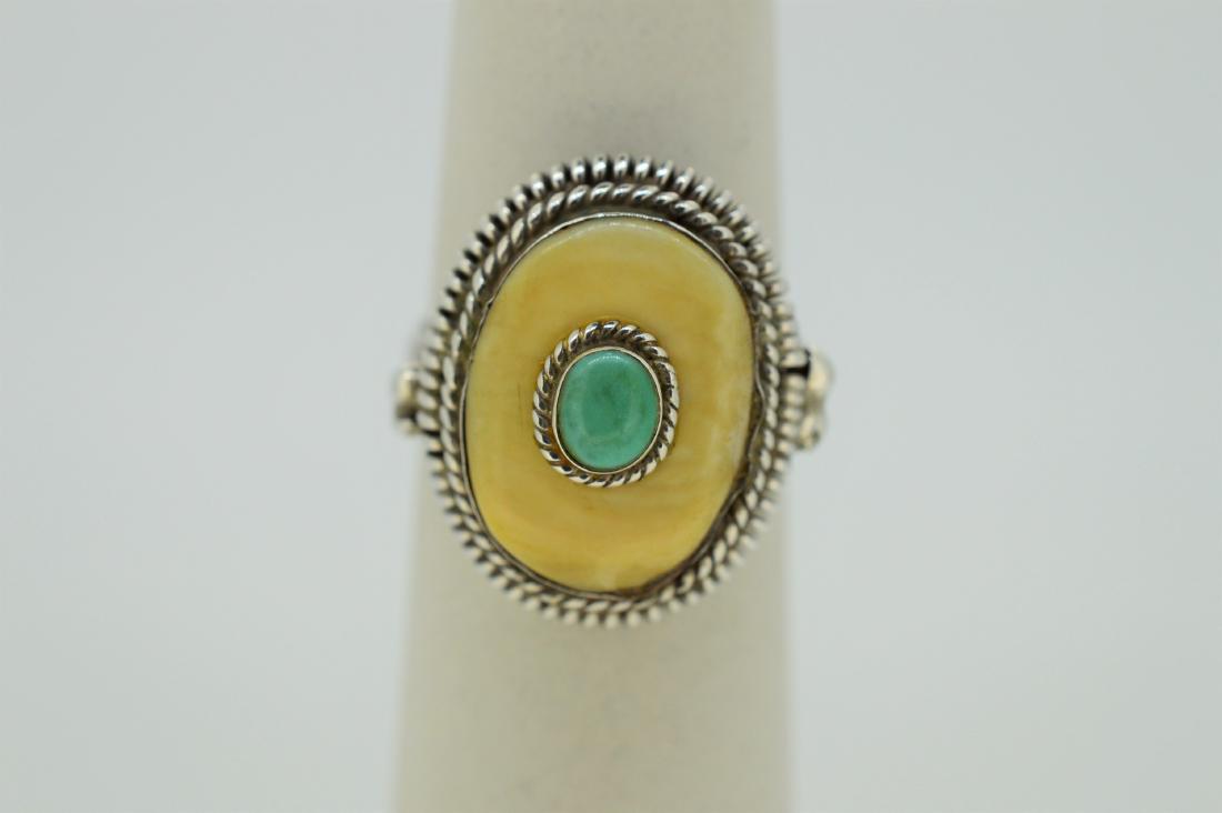 Well-crafted Sterling Silver, Marble & Turquoise Ring - (1 of 3)