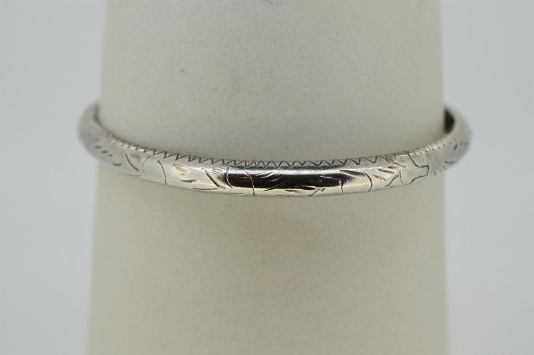 1950's Sterling Silver Slim Etched Bangle Bracelet (1 of 3)