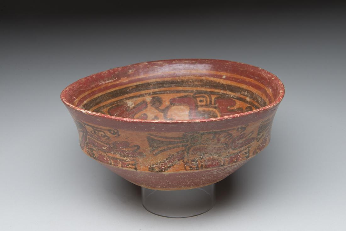 Polychrome painted Olla depicting birds eating fruit (1 of 3)