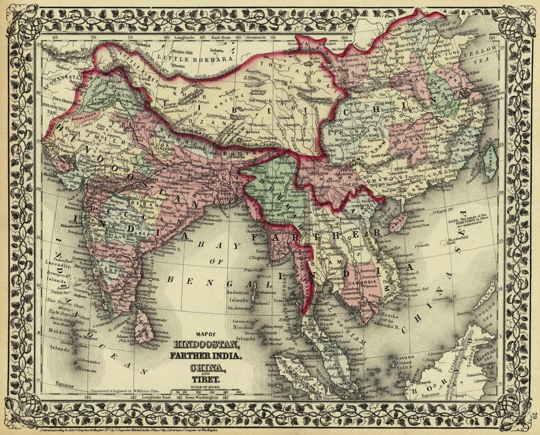 Map of Hindoostan, Farther India, China, and Tibet. (1 of 1)