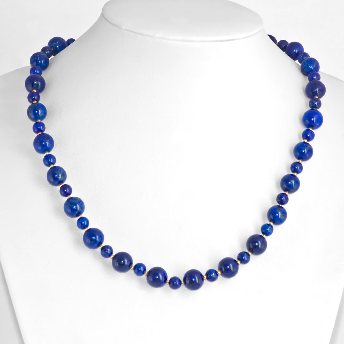 Vintage Style Lapis Lazuli Necklace with 14kt Gold (1 of 3)