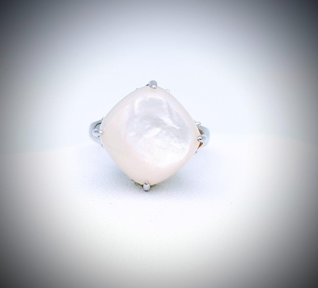 Sterling Silver White Moonstone Ring with Citrine, Blue (1 of 4)
