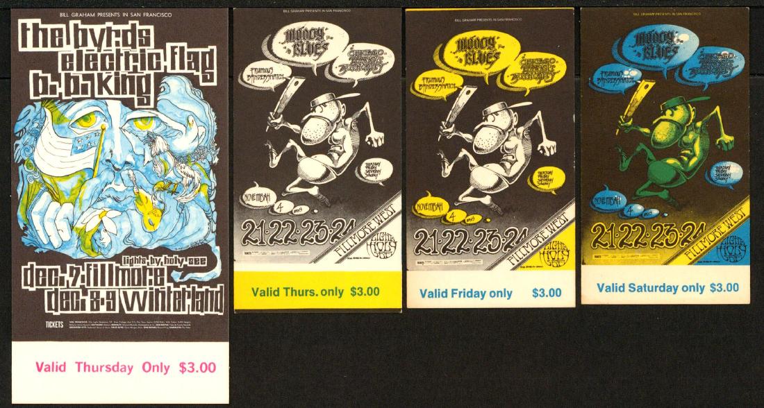 Four Different Moody Blues and Byrds Fillmore Tickets (1 of 1)