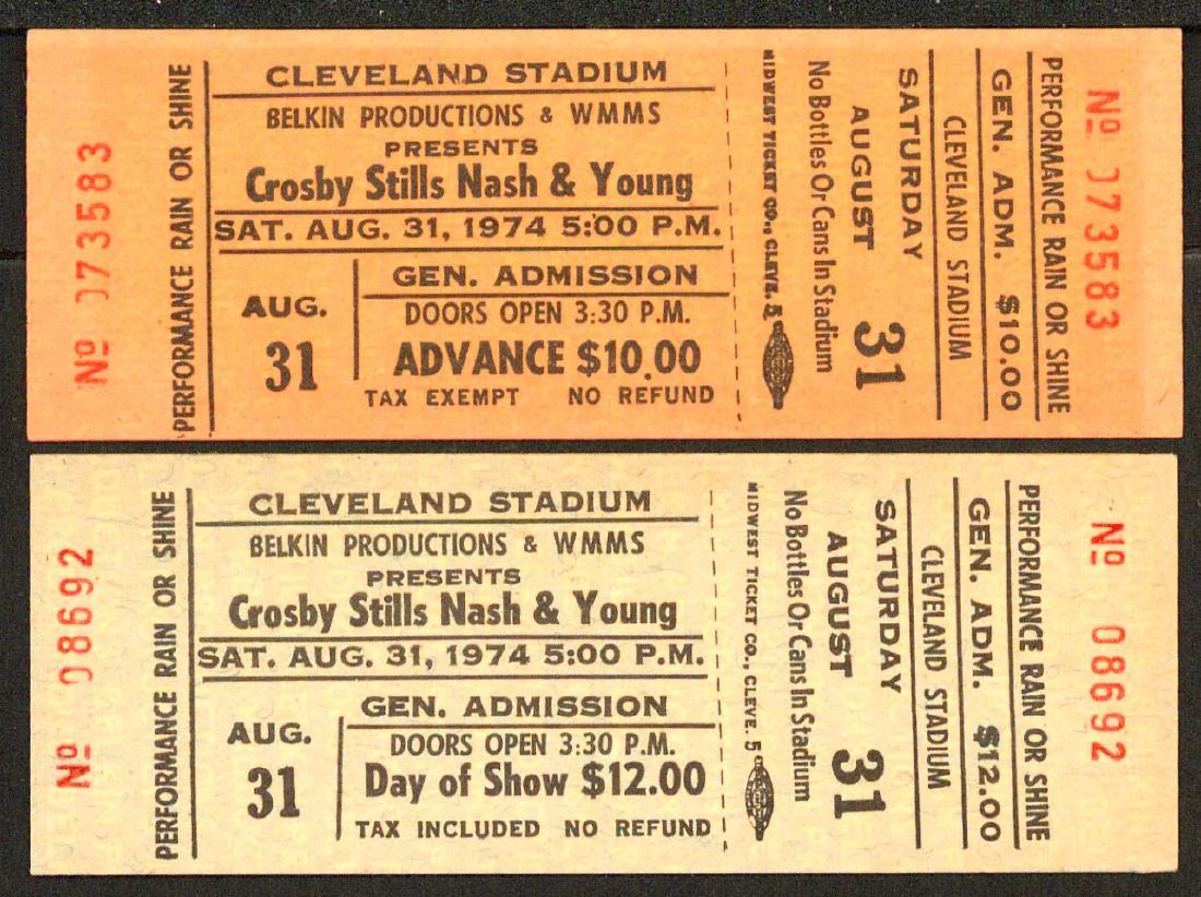 Unused Pair of 1974 Crosby Stills Nash & Young Tickets (1 of 1)
