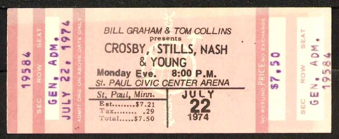 1974 Crosby Stills Nash & Young Saint Paul Ticket (1 of 1)