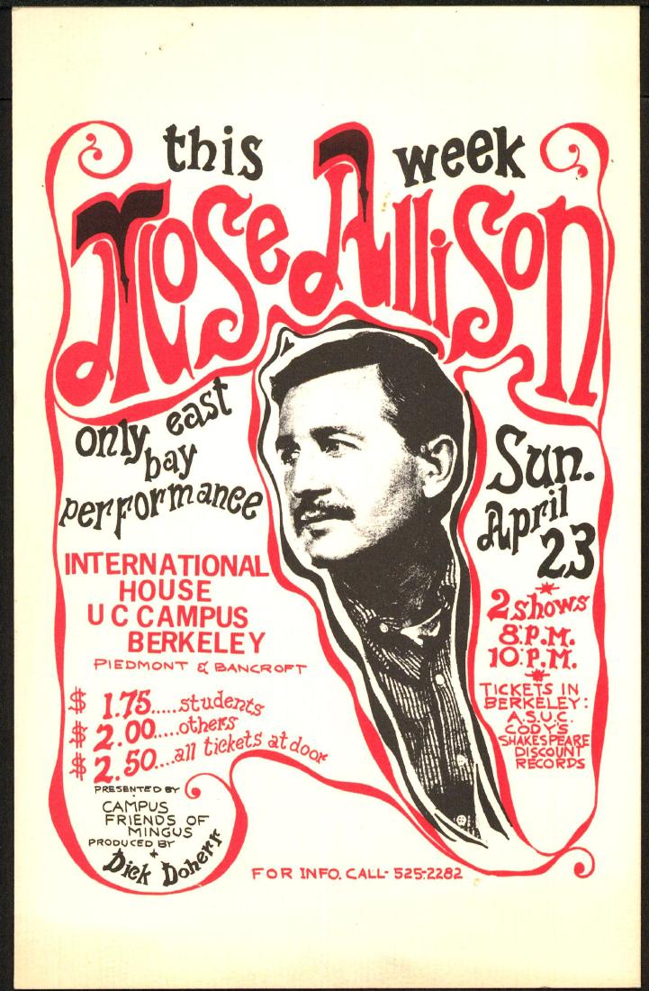 Very Rare Mose Allison Berkeley Handbill (1 of 1)