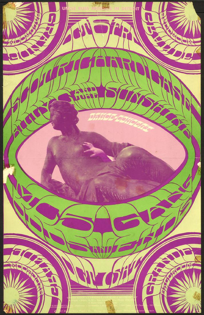 Attractive 1966 Grande Ballroom Poster: Artist: Gary Grimshaw Title: Attractive 1966 Grande Ballroom Poster Printing Date: 1966 Medium: Lithograph Size/Format: 14" x 22" Publisher: Russ Gibb Series: Grande Ballroom This is one of Gary Grims