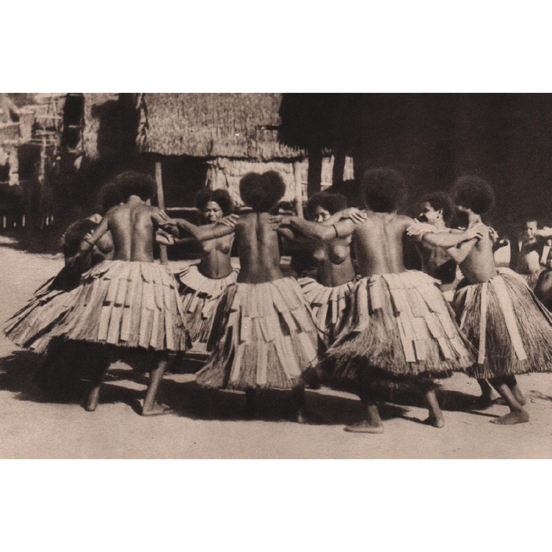 HUGO BERNATZIK - Dance of the Girls: Artist: HUGO BERNATZIK Print Title: Dance of the Girls, Island of Mailu Medium: Sheet-Fed Gravure Printing Date: 1930's Printed in Germany Image Size: 6.5 x 4.25 inches Hugo Bernatzik (1897-1953) was