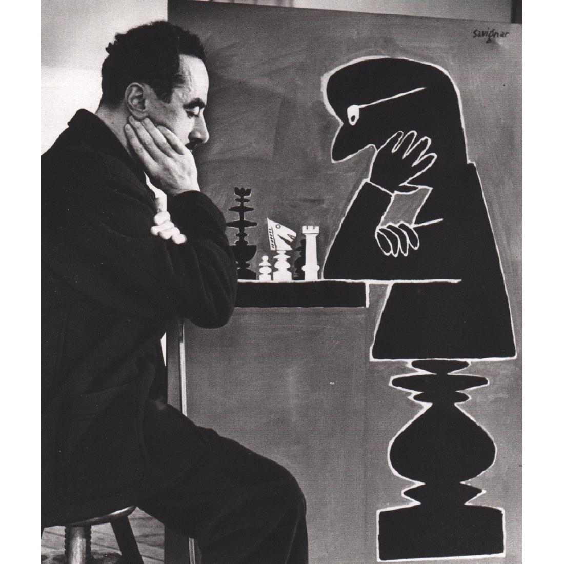 ROBERT DOISNEAU - L'Affichiste Savignac: Artist: ROBERT DOISNEAU Print Title: L'Affichiste Savignac, 1950 Medium: Sheet-fed Gravure Printing Date: 1980's Printed in France Image Size: 5.25 x 6 inches Robert Doisneau (1912-1994) was a French