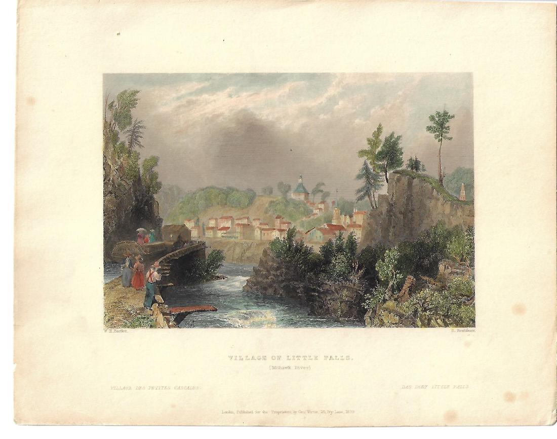 1839 Handcolored Bartlett Engraving Village on Little (1 of 1)